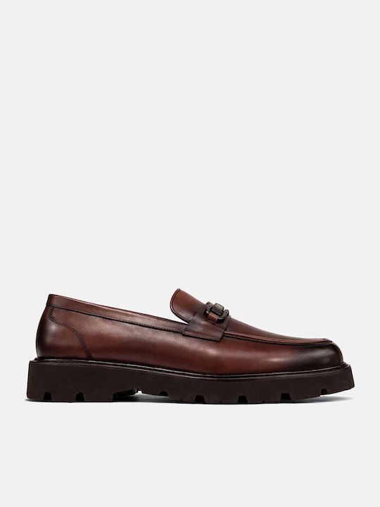 Meshen Δερμάτινα Ανδρικά Loafers σε Καφέ Χρώμα