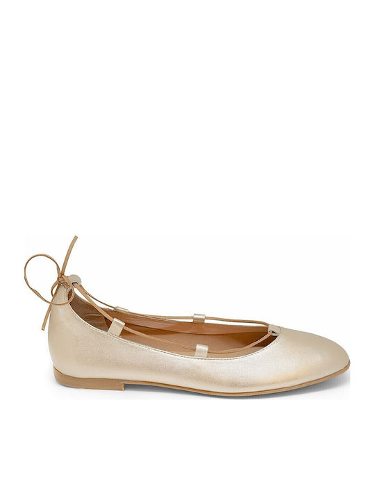 Bigshoes Damen Ballerinas Aus Leder In Gold Farbe