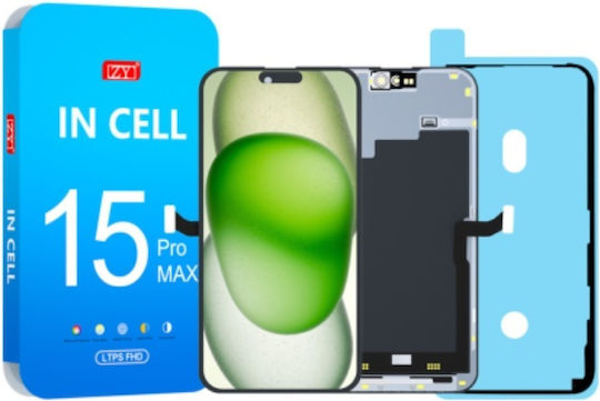 Zy Ersatzbildschirm LCD mit Touch-Mechanismus iPhone 15 Pro Max FHD 1080p Schwarz