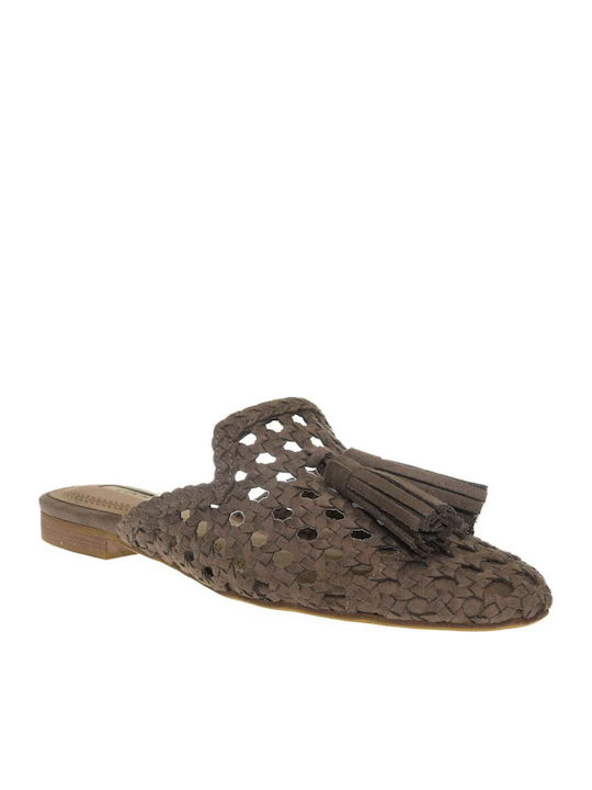 Corina Flat Mules in Beige Colour