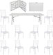 Set De Mobilier Pentru Catering Evenimente Raki Masă Pliabilă Dreptunghiulară Tip Valiză 244x76xh74cm 10 Scaune 44x42xh92cm Plastic Metal Alb