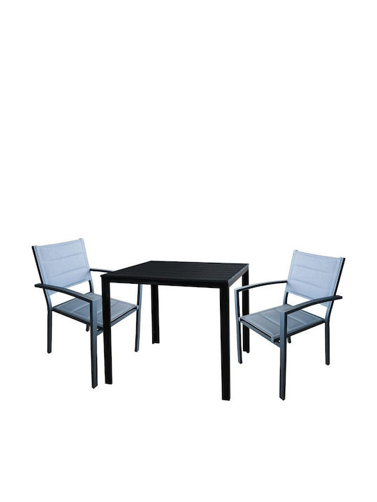 Set Sala De Mese Pentru Spații Exterioare Mici Baka 3 Piese Negru