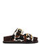 Leather Women's Flat Sandals Brown