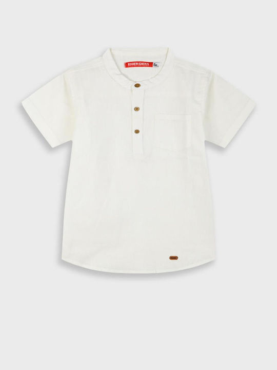 Kinderhemd Kurzärmelig Leinen Beige Junior