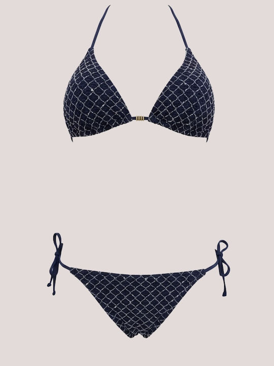 Set Bikini Triunghi Push Up & Brazilia Albastru