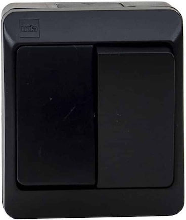 Waterproof Recessed Wall Switch Double Black