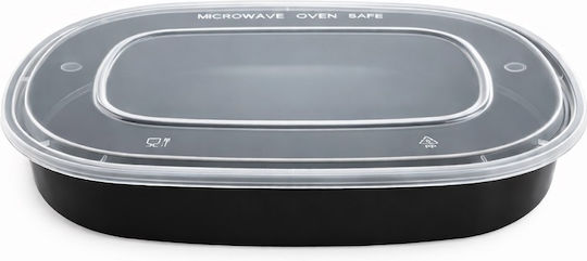 Microwave Black Large Portion Container 1800ml Set Lid 50pcs