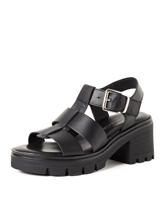 Damen Sandalen Aus Leder Schwarz