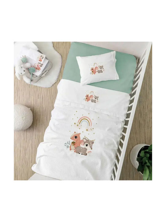 Borea Set Baby Sheets Crib Cotton Woodland White 120x160cm