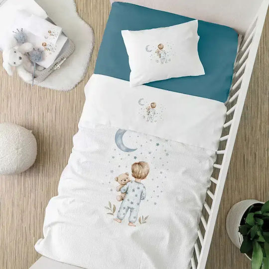 Borea Set Baby Sheets Crib Cotton Goodnight White 120x160cm