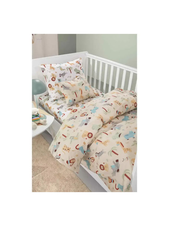 Guy Laroche Set Lenjerii De Pat Pentru Pătuț Bumbac Jungle Bej 115x170cm 3 Bucăți