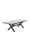 Garten- und Terrassentisch Ausziehbar Holz mit Metallrahmen Sorpresa Dunkelbraun 202x101x77cm