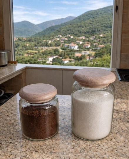 Galifas Σετ 2τμχ Βάζα για Ζάχαρη / Καφέ με Καπάκι Γυάλινο Καφέ 2τμχ