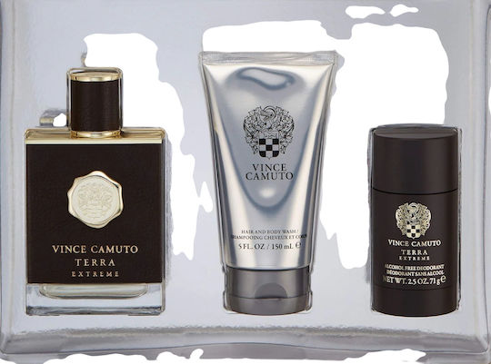 Vince Camuto Set Terra Extreme Eau De Toilette Men 100 Ml + Terra Extreme Anti-perspirant Deodorant Stick Men 71 G + Terra Extreme Shower Gel & Shampoo 2-in-1 150 Ml