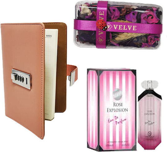 Travelhome Pachet Pentru Femei Agendă Din Piele Ecologică Cod Grandeur Elite Parfum Rose Explosion 100ml Flori Uscate Parfumate