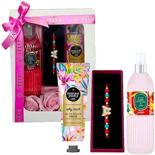 Pachet Beauty 150ml Eyup Sabri-tuncer Eau de Cologne 50ml Eyup Sabri-tuncer Cremă de Mâini și Corp Săpun Trandafiri Brățară cu Șnur În Cutie Cadou Roz