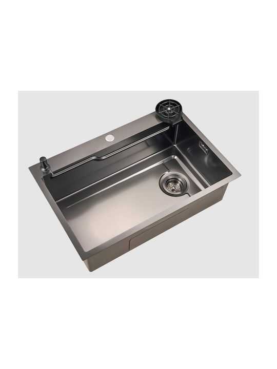 Hydra Drop-In Kitchen Sink Inox L80xW50cm Black