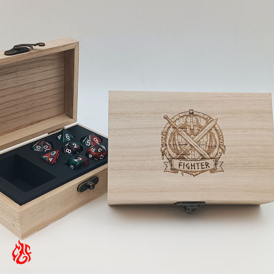 Ξυλινο Κουτι Ζαριων Fighter Laser Εκτύπωση Κλασεις Dungeons Dragons
