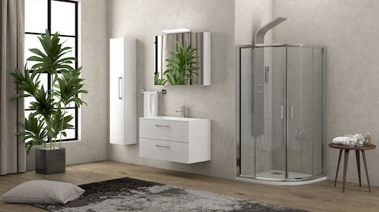 Karag New Flora 200 Καμπίνα Ντουζιέρας Ημικυκλική με Συρόμενη Πόρτα 80x80x170cm Clear Glass