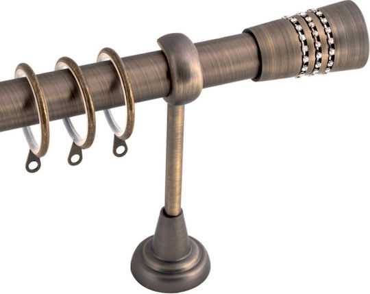 BetterHome Extendable Metallic Single Curtain Pole 140-250cm Bronze