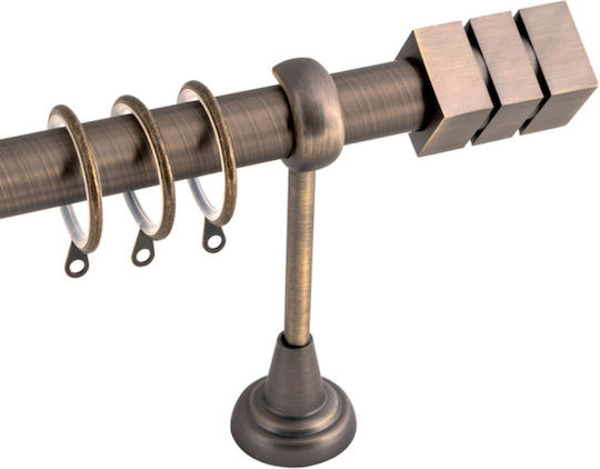 BetterHome Πτυσσόμενο Μεταλλικό Κουρτινόξυλο Μονό 140-250εκ. Μπρούτζινο