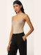 Beige Taupe Women's T-Shirt with Spaghetti Strap