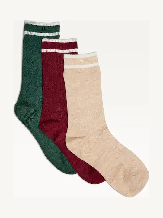 Odaje Women's Socks Beige/Green/Bordeaux 3Pack Odaje Women's Socks Beige/Green/Bordeaux 3Pack
