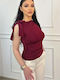 Bluza Damă De Vară Fără Mâneci Burgundy Roșu