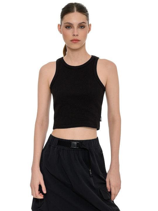 Γυναικείο Αθλητικό Crop Top Αμάνικο Μαυρο