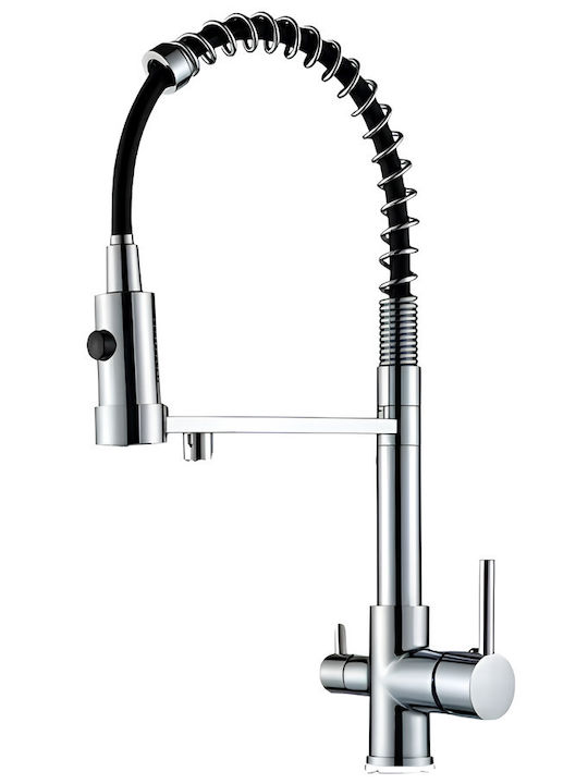 Kitchen Faucet Counter with Shower Silver