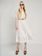 Sommer Midi Damenkleid Weiß