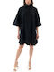 Sommer Mini Hemdkleid Schwarz
