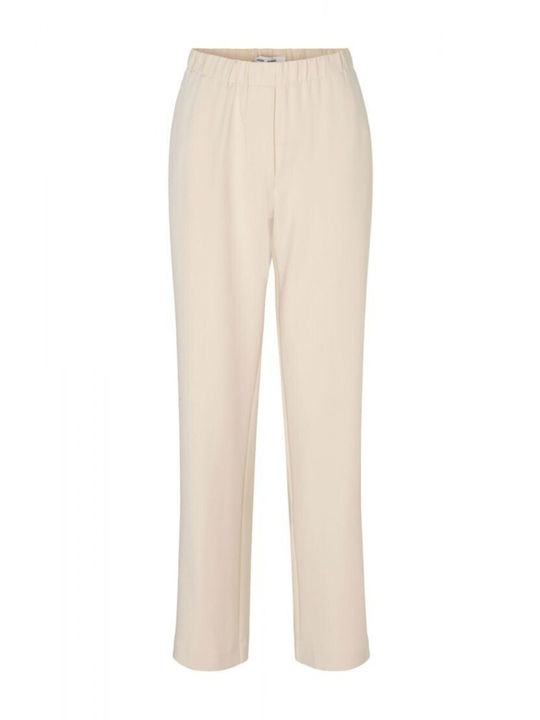 Samsoe Samsoe Women's Fabric Trousers in Straight Leg Style Beige
