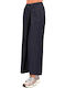 Damen Hochbund Stoffhose mit Gummiband in Gerader Bein Stil Blau