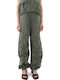 Damen Stoffhose mit Gummiband in Balloon Bein Stil Khaki