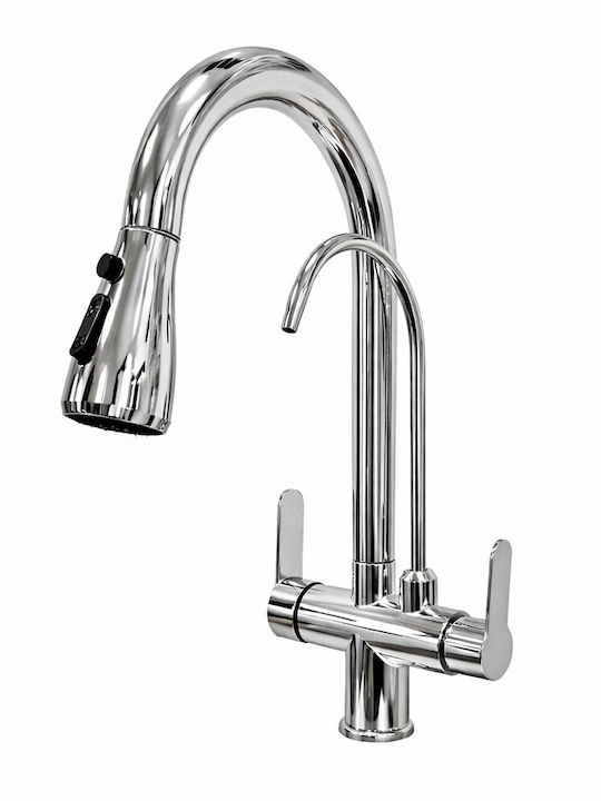 Landsh Poly754 Küchenarmatur Zähler mit herausziehbarer Brause Bronze