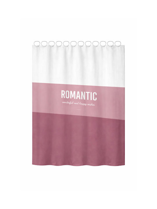 Landsh Shower Curtain 180x200cm Pink-White