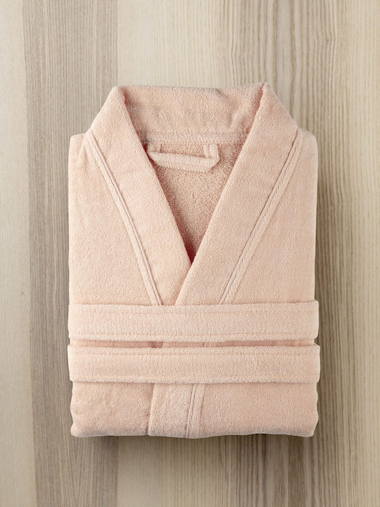 Nima Bathrobe with Collar Coral 250gsm