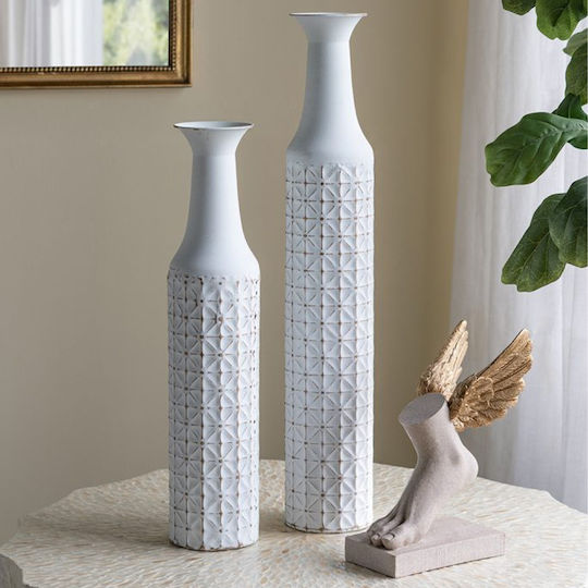 Artekko Dekorative Metallische Vase Nyx Weiß Φ12.7xH61cm
