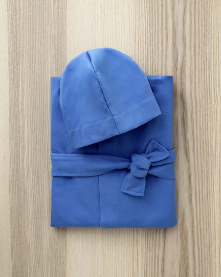 Nima Kinderbademantel Blau mit Kapuzen-