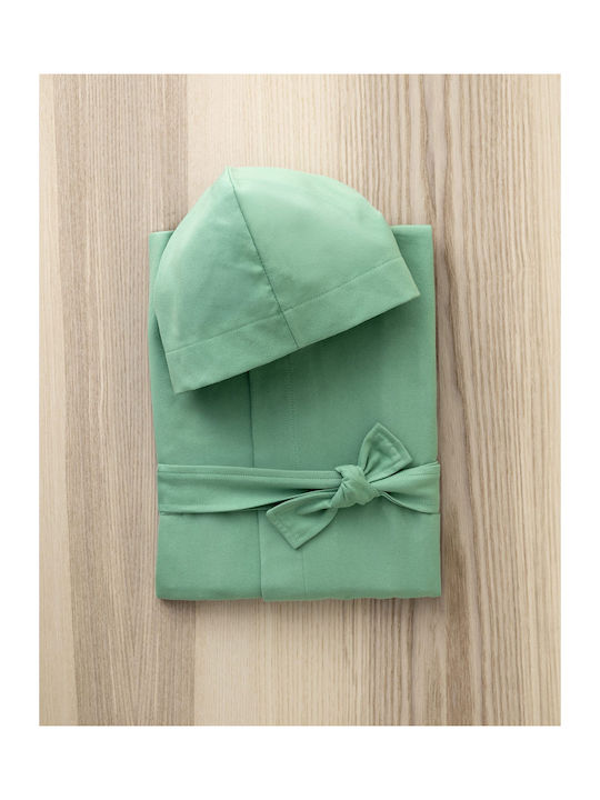 Nima Halat de Baie pentru Copii Verde cu Glugă