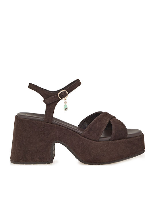 Komis & Komis Damen Sandalen Braun Leder