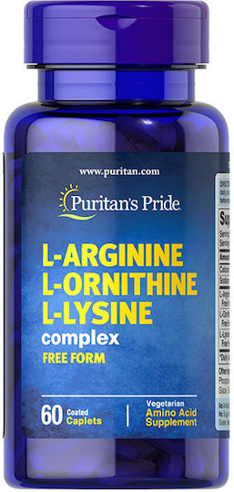 L-Arginine L-Ornithine L-Lysine 60 Coated Capsules Puritans Pride