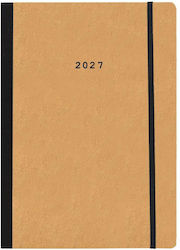 Next Diary 2027 Natural Daily Flexi Mustard Elastic 14x21cm Printing Option