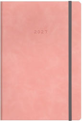Next Agenda 2027 Cuba Zilnic Flexi Roz Cu Elastic 14x21cm Posibilitate Personalizare