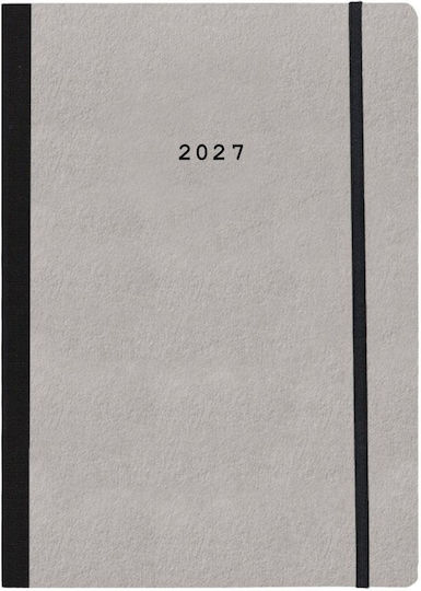 Next Diary 2027 Natural Daily Flexi Light Gray Elastic 14x21cm Printing Option