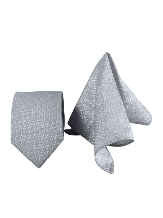 Venturi Men's Tie Set with Printed Designs in Silver Color A177
