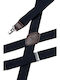 Miguel Bellido Smooth Elastic Strap Men's Suspenders Leather Fastenings 3.5 Cm Navy Blue