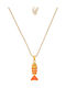 Excite-Fashion Necklace From Gold Plated Steel Orange