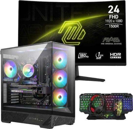 Vengeance Raptor-Z87 MSI Edition Гейминг Настолен Компютър (Ryzen 7-8700F/16GB DDR5/512GB SSD/Radeon RX 9060/Без Операционна Система) и Монитор MSI MAG 242C